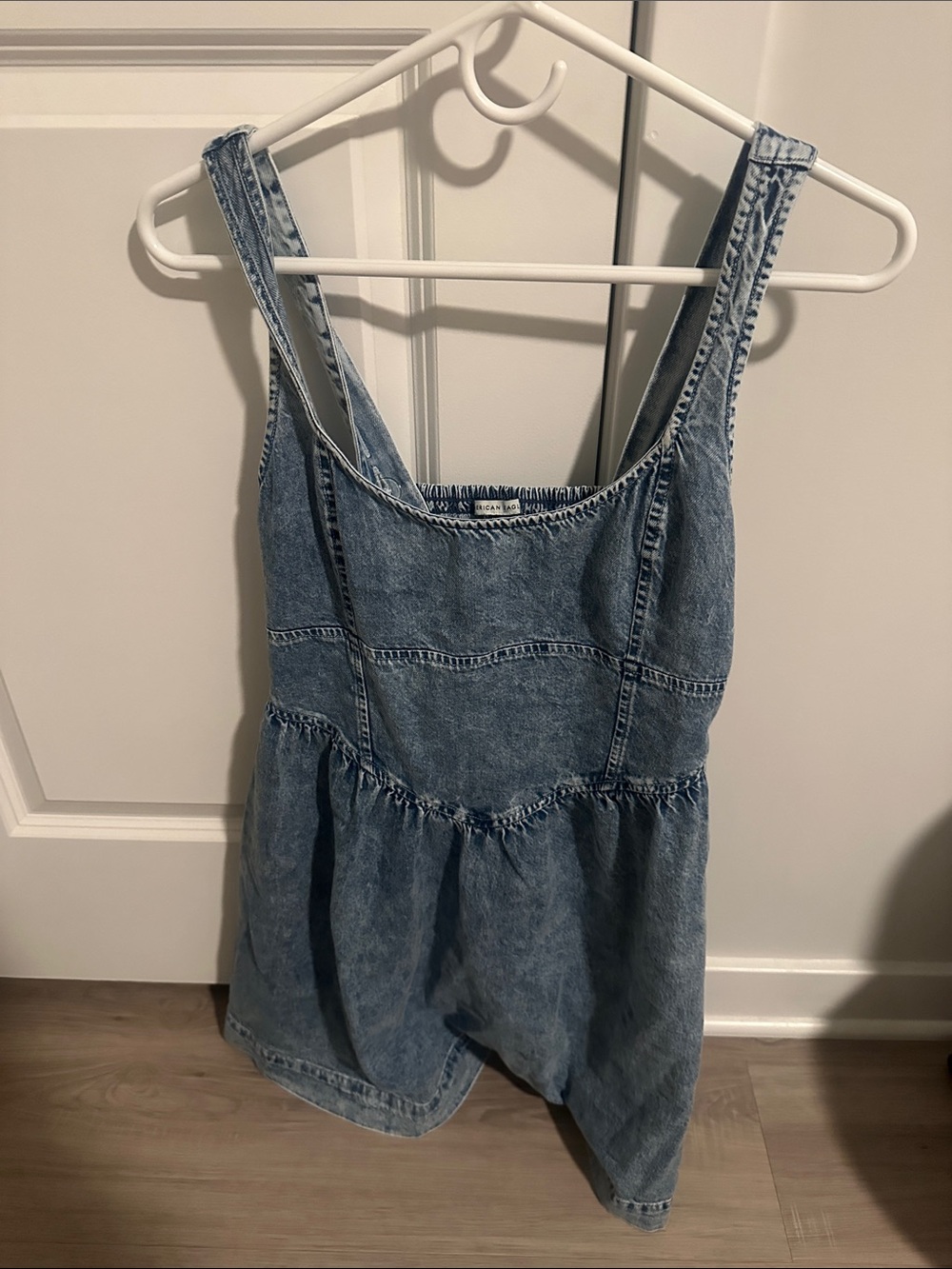 American Eagle Outfitters Medium Wash Denim Romper Bodysuit